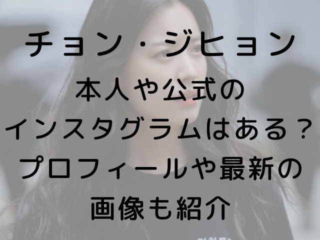 チョン ジヒョン本人や公式のインスタグラムはある プロフィールや最新の画像も紹介